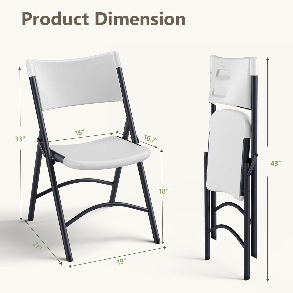 4 Pack White Folding Chair with Steel Frame R15652