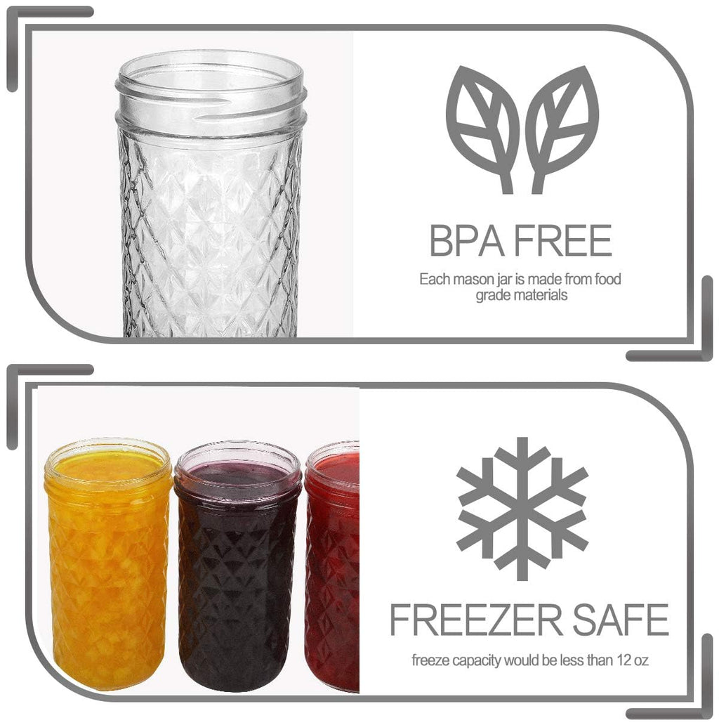 15 Pack 12 oz Mason Jars with Lids S2972