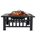 32 Inch Metal Square Outdoor Wood Burning Fire Pit Table V51551
