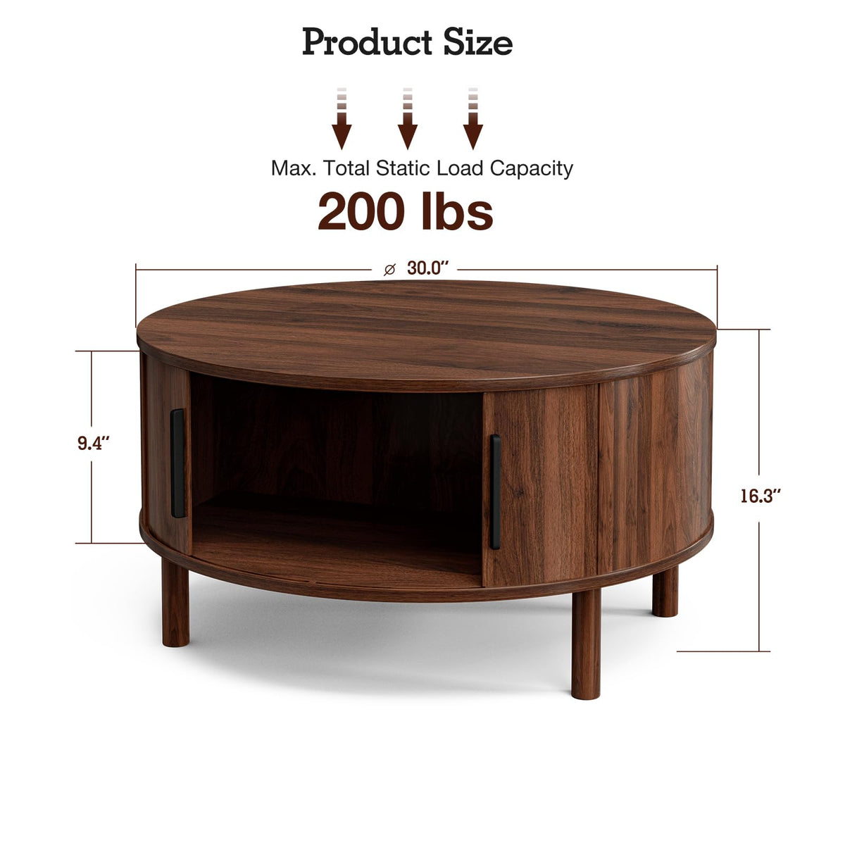 Round Coffee Table with Sliding Doors B247