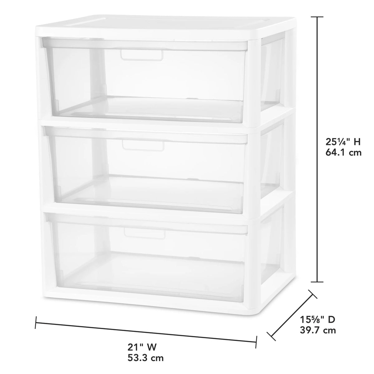 White 3-Drawer Plastic Storage Tower with Clear Bins K69438