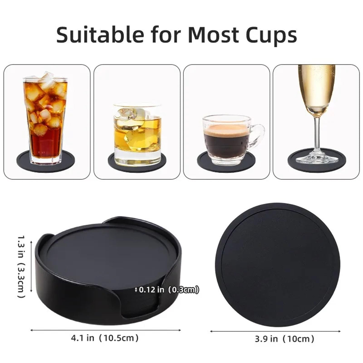 32 Pc Black Silicone Coasters C1856