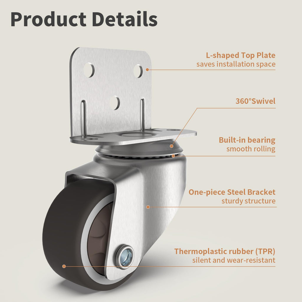 1" Swivel Plate Casters, 4 Pcs Q243