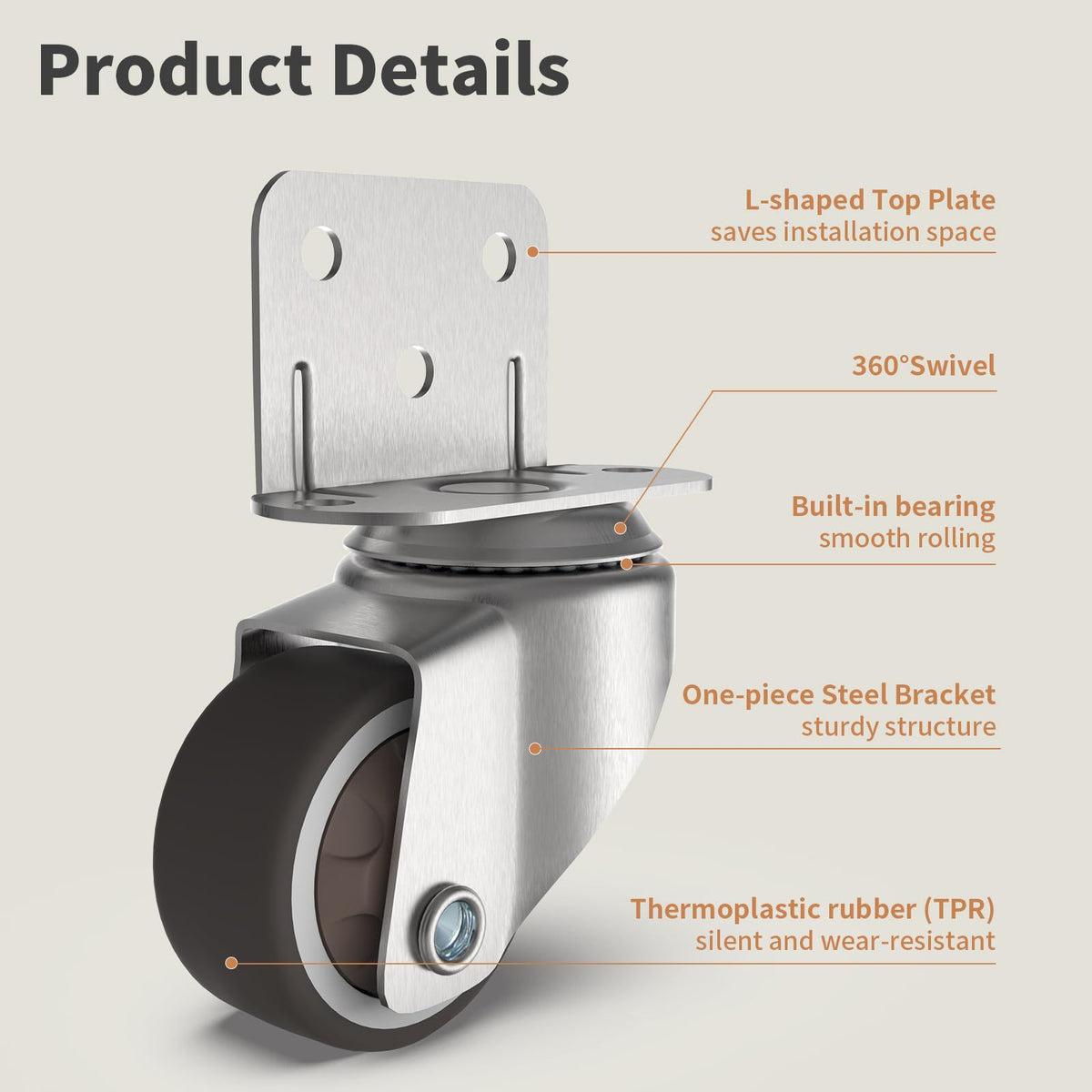 1" Swivel Plate Casters, 4 Pcs Q243