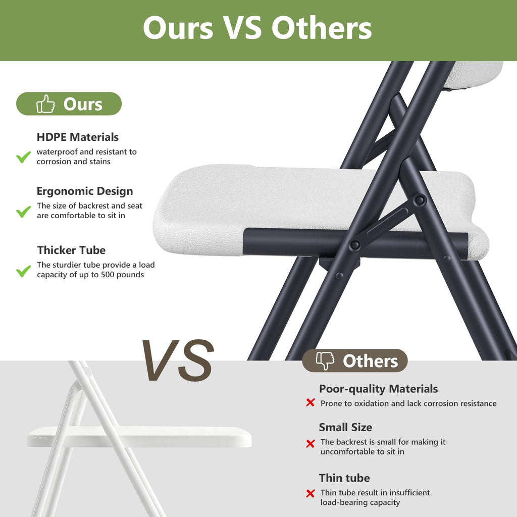 4 Pack White Folding Chair with Steel Frame R15652