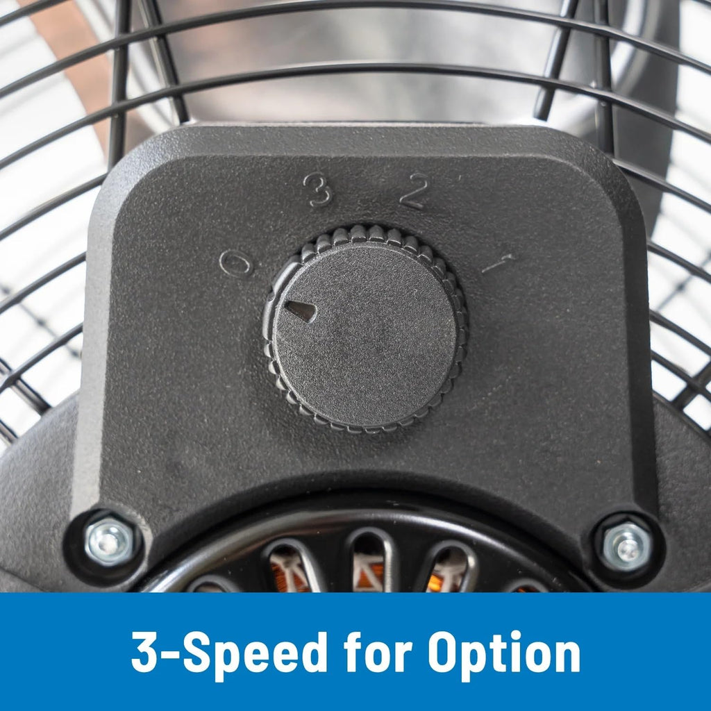 20" 3-Speed Tiltable Black Steel Floor Fan B5674
