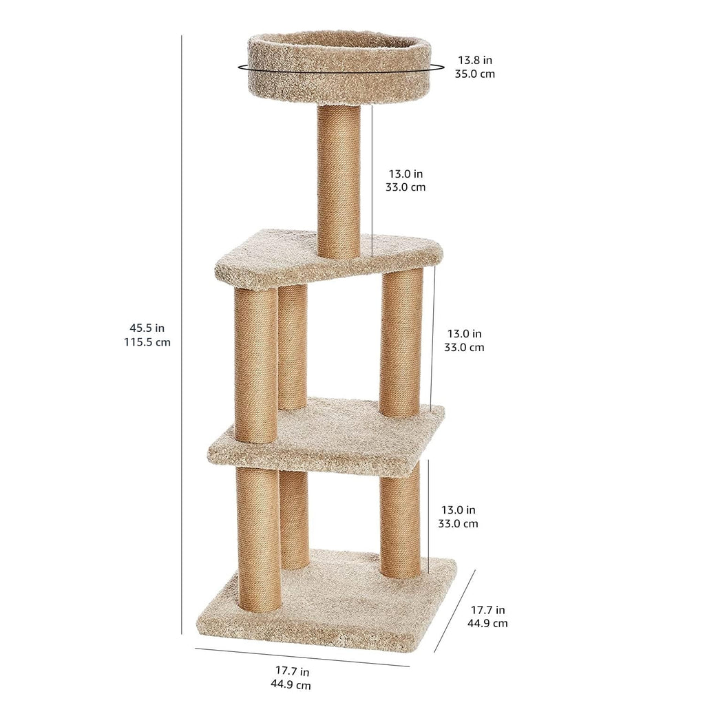 Beige Multi-Level Cat Tree Tower with Scratching Posts P36922