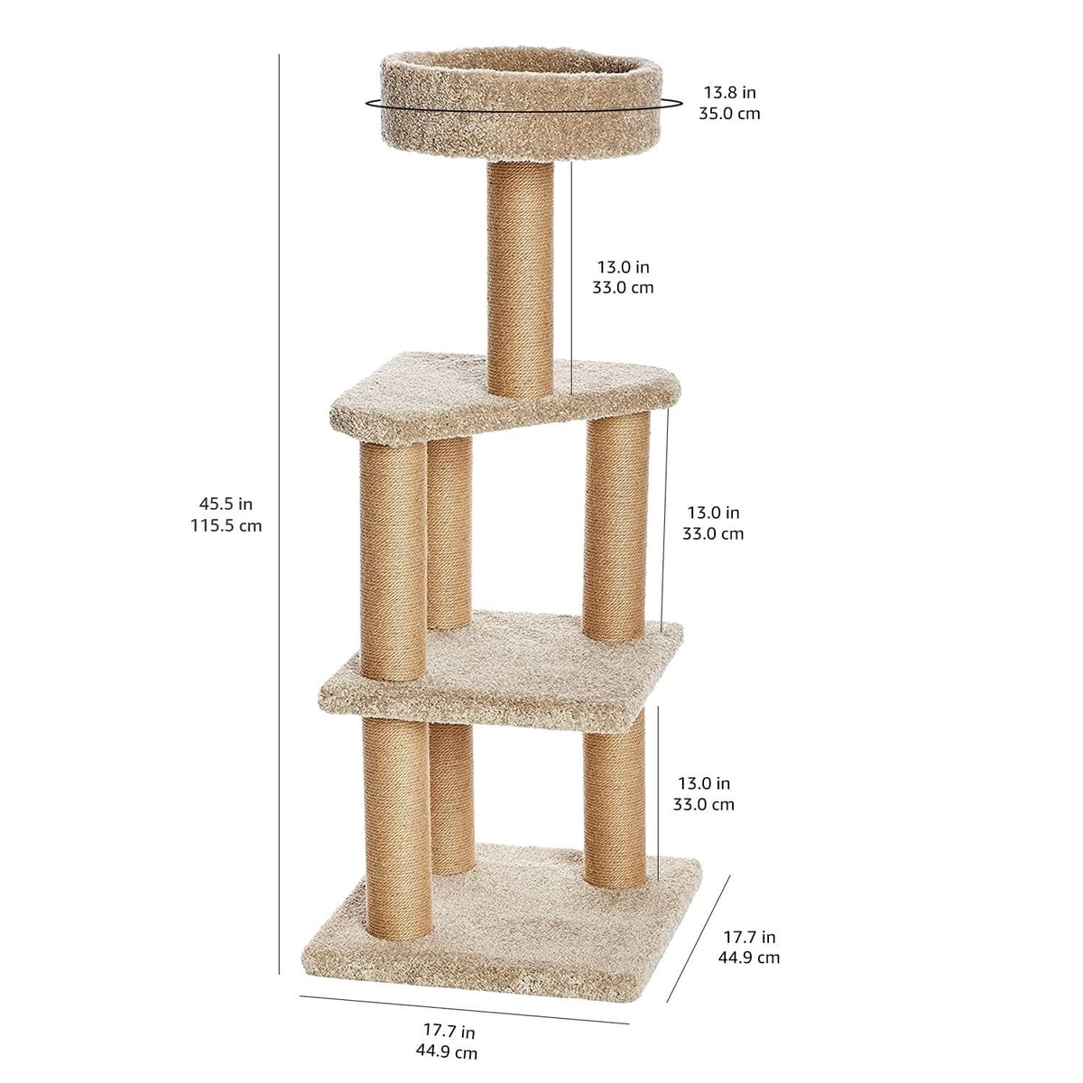 Beige Multi-Level Cat Tree Tower with Scratching Posts P36922