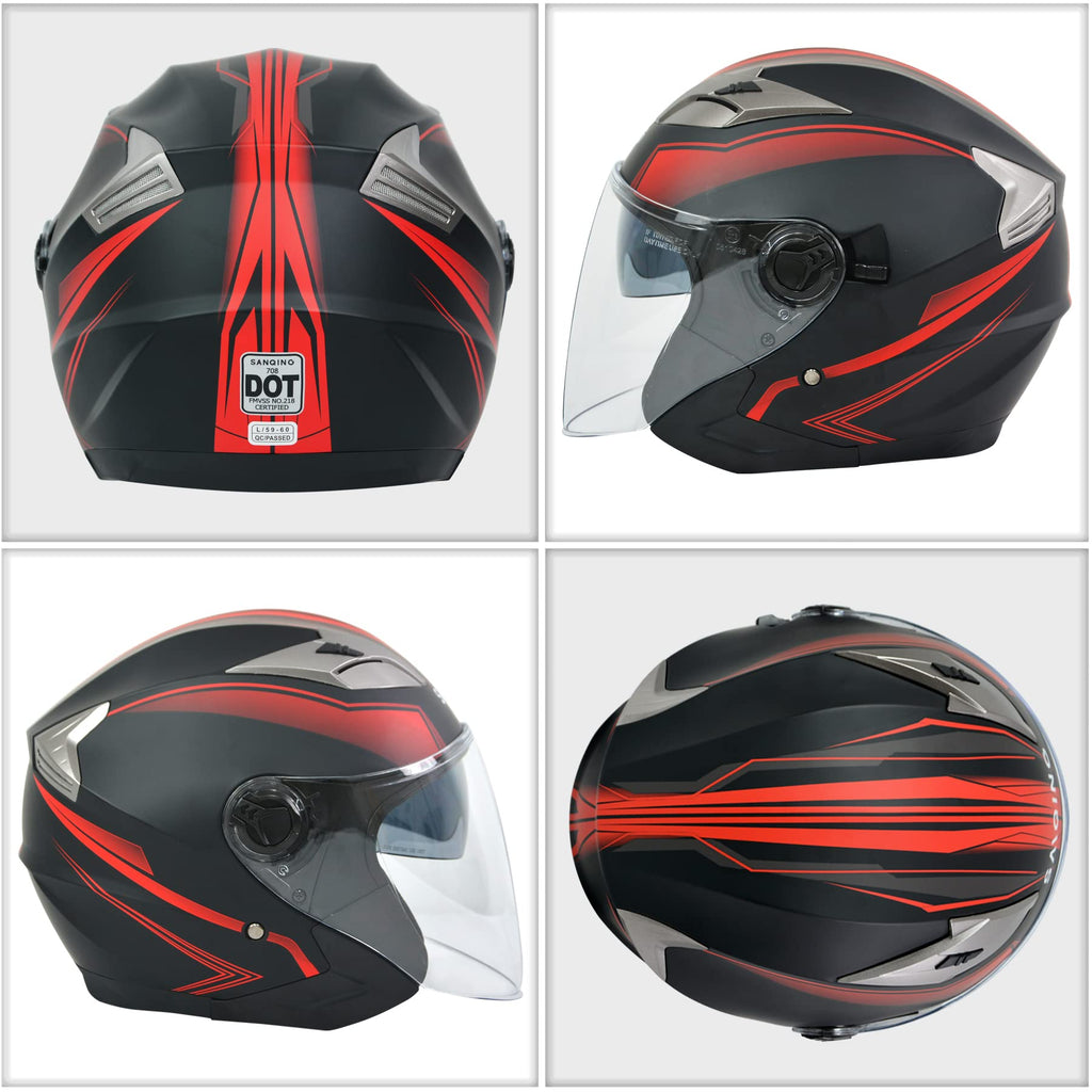 3/4 Open Face Motorcycle Helmet with Double Visor W4305
