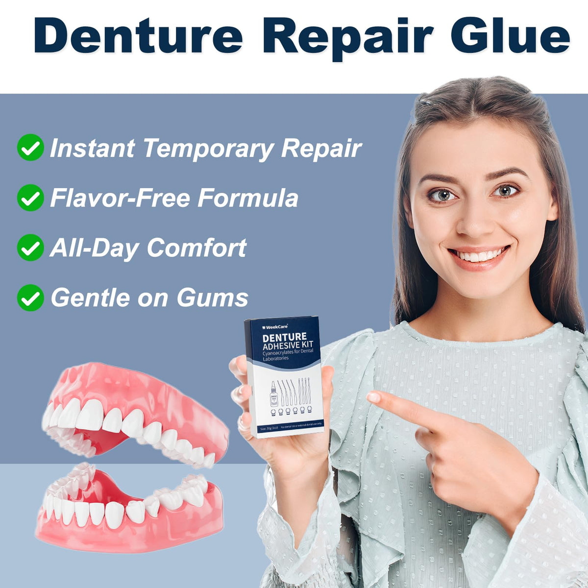 Denture Repair Glue 1oz Fast-Setting Adhesive D123