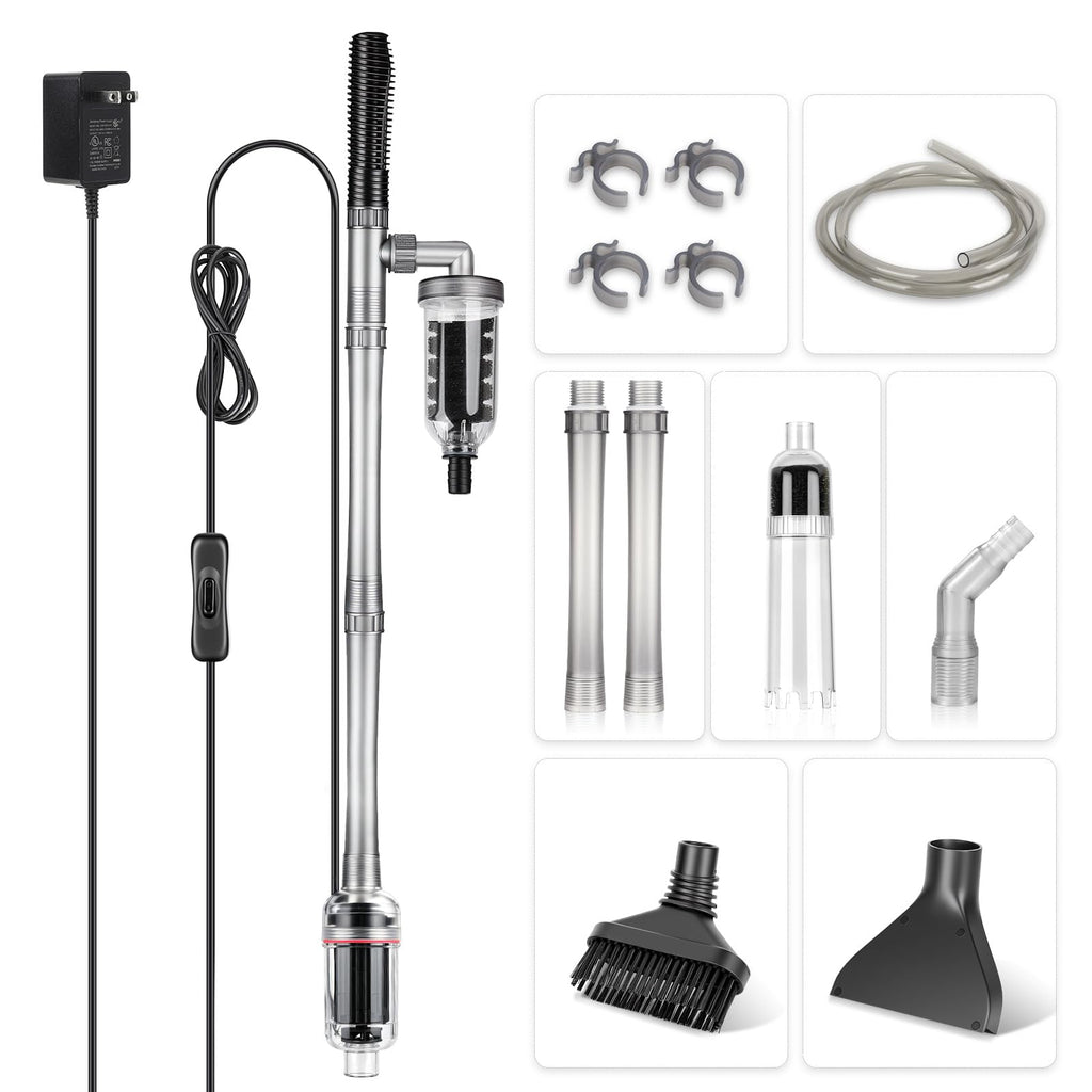 Electric Aquarium Gravel Cleaner, 528GPH Fish Tank Vacuum, 5-in-1 Sand Washer Water Changer Kit X1762