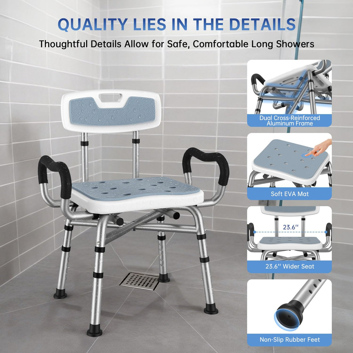 Shower Chair with Arms and Back U9714