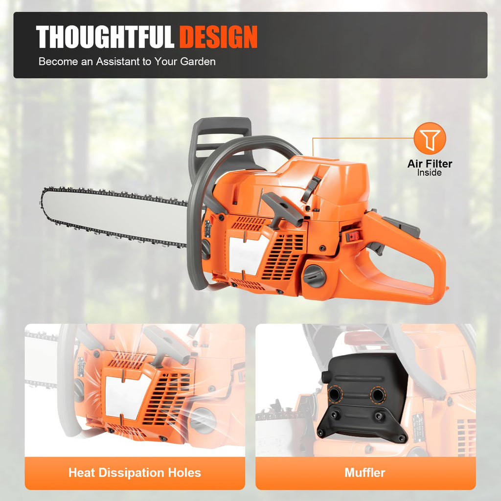 Gas Powered Chainsaw, 71.8cc 2-Stroke, 24 Inch J69339