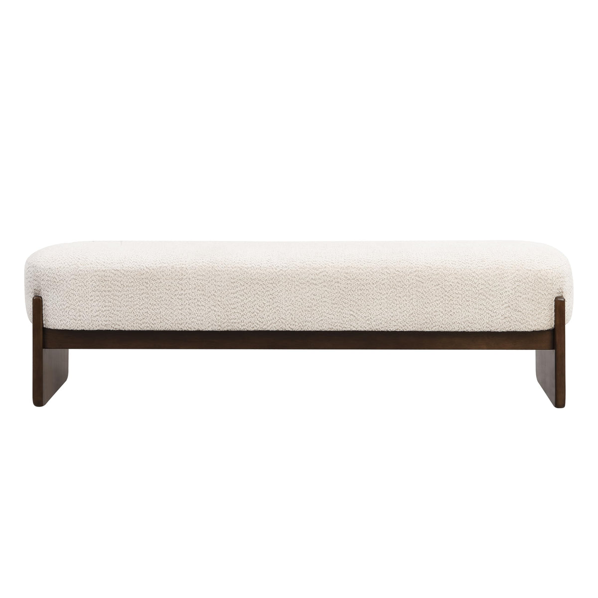 Beige Brown Loop Yarn Fabric Ottoman Bench H672861