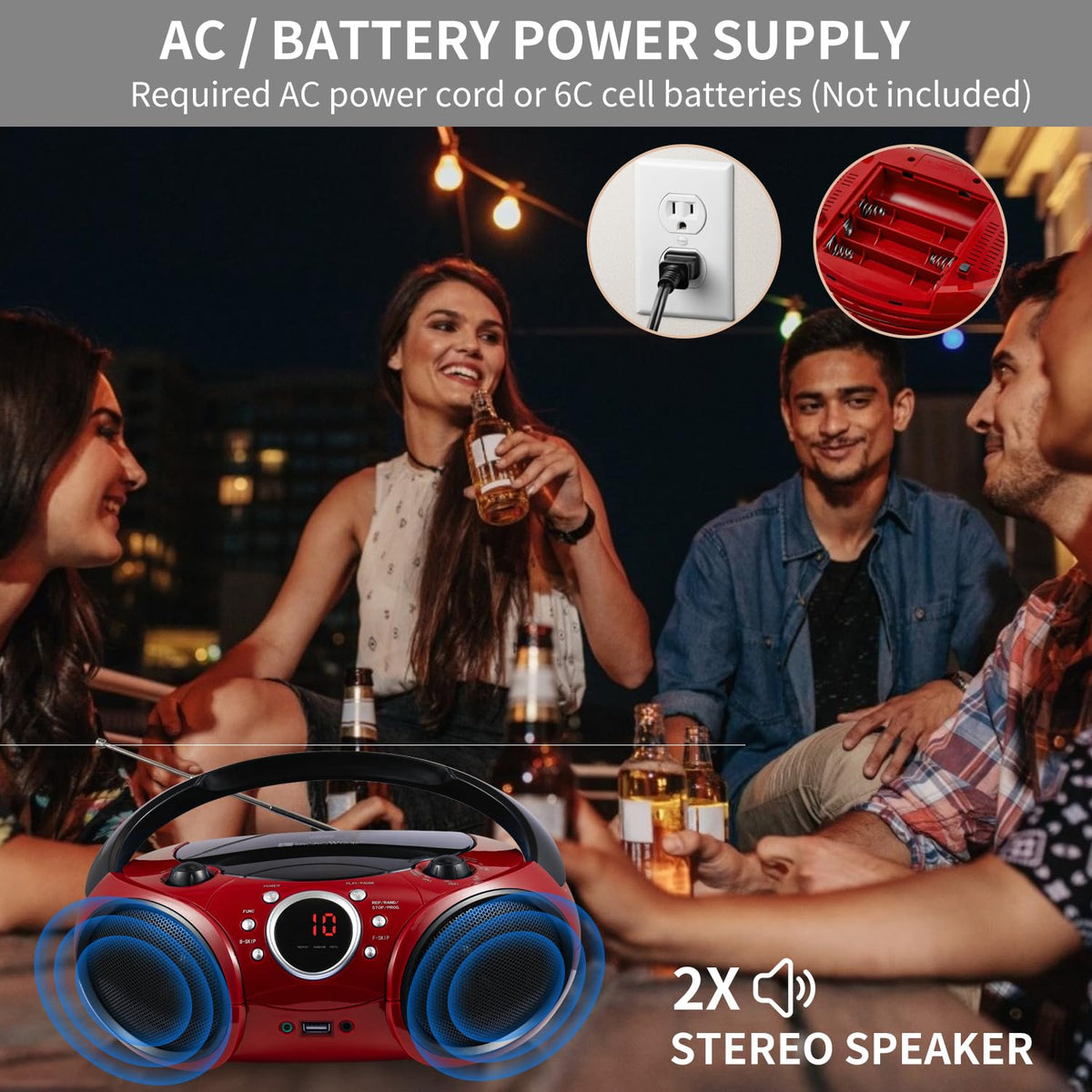 Portable CD Player Boombox K7602