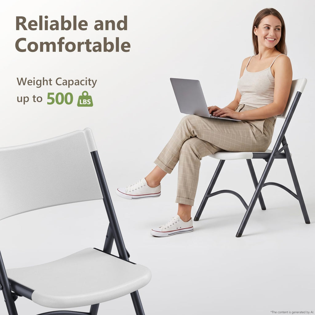 4 Pack White Folding Chair with Steel Frame R15652