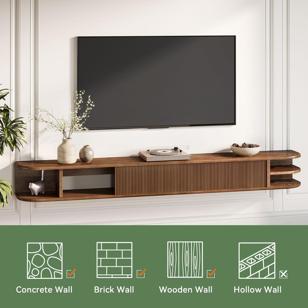 71" Solid Wood Floating TV Stand V778