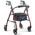 Steel Rollator Walker with Seat, Burgundy, 350 lb. Weight Capacity M63338
