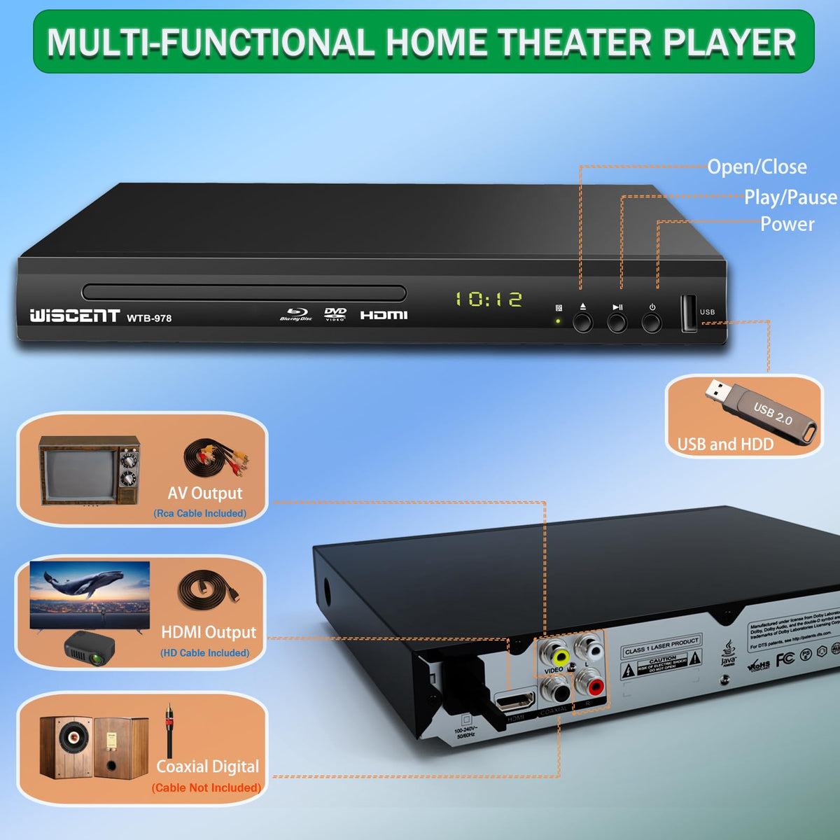 Blu Ray DVD Player Full HD 1080p Region A/1 W875215