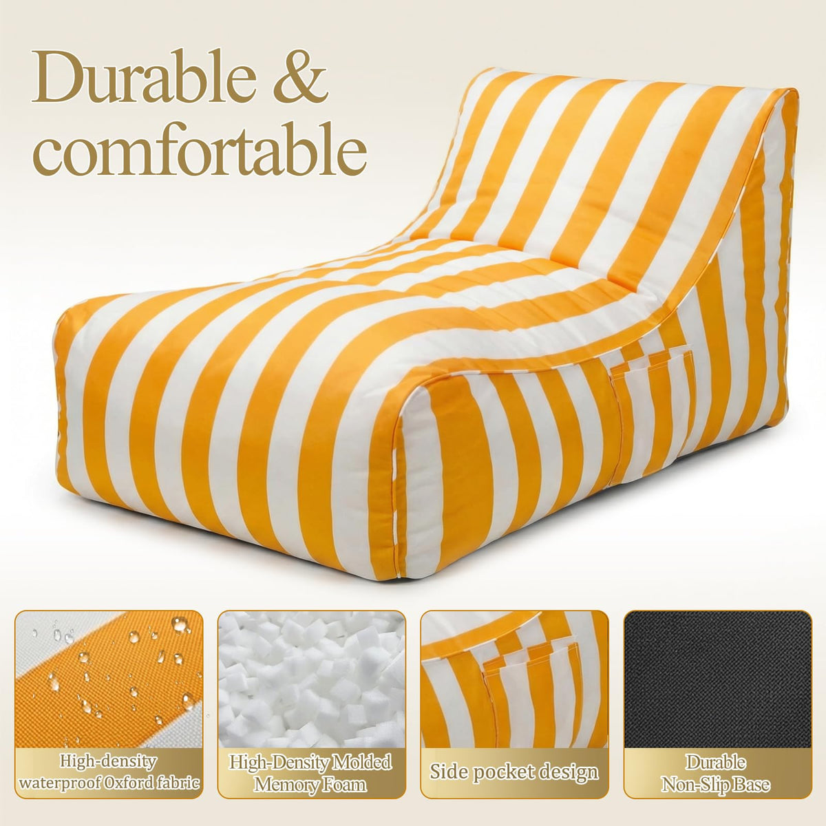 Yellow Memory Foam Bean Bag Chair T44638