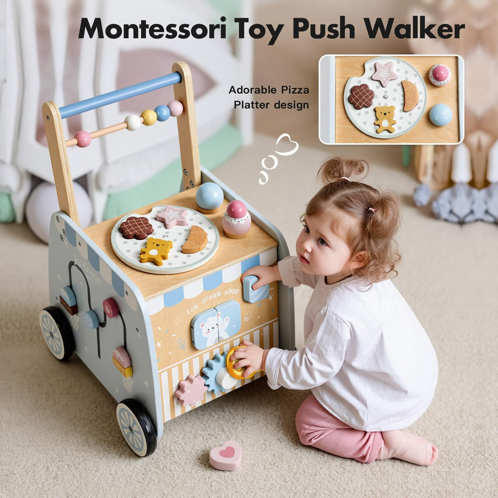 Wooden Baby Walker with Wheels F59435