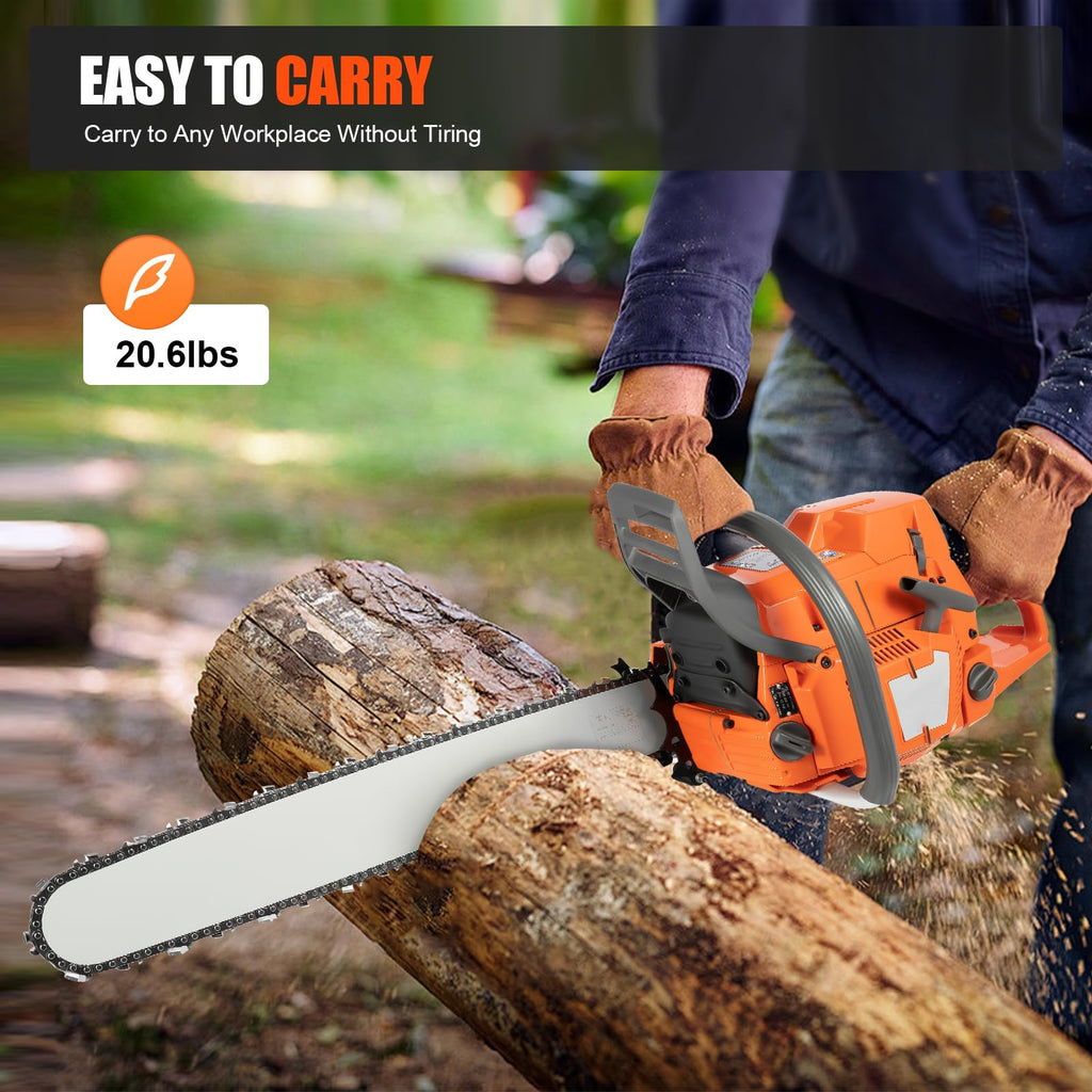 Gas Powered Chainsaw, 71.8cc 2-Stroke, 24 Inch J69339