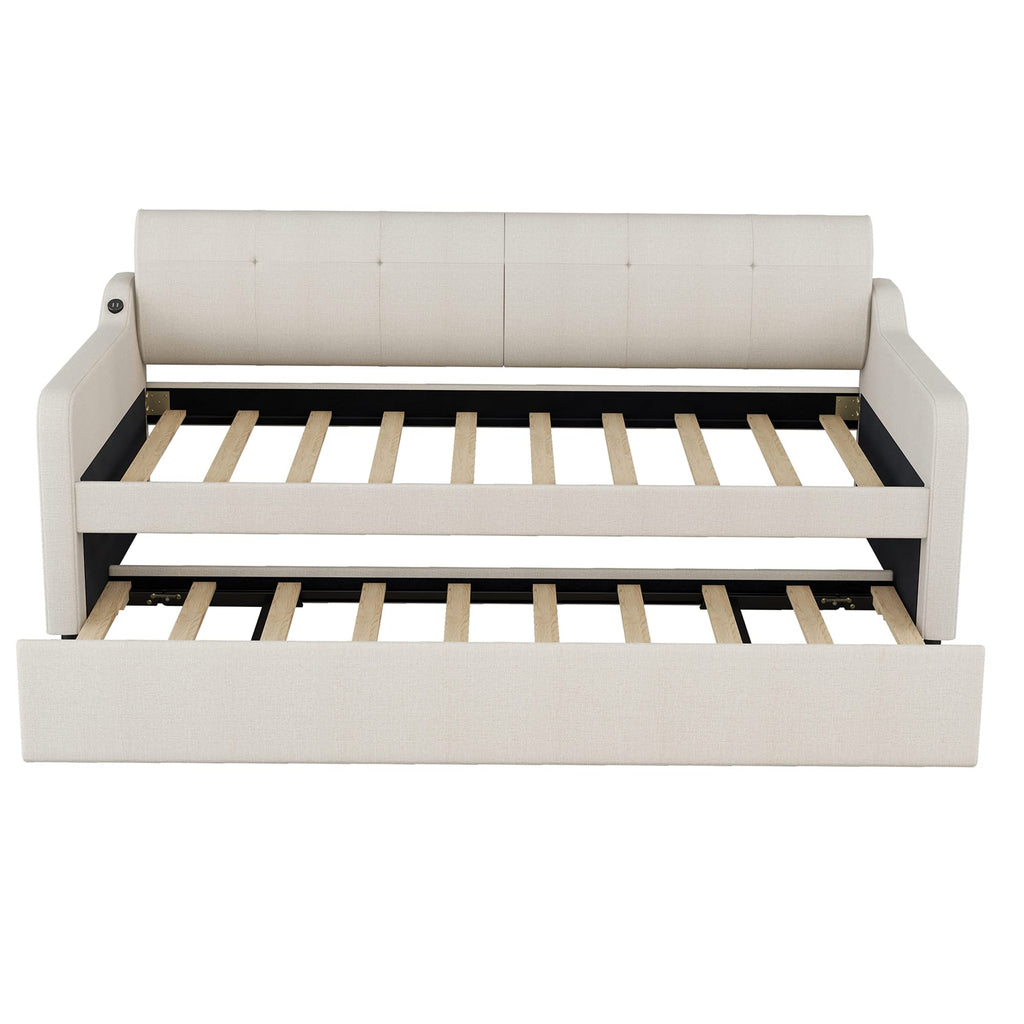 Twin Size Upholstered Daybed with Trundle I9394