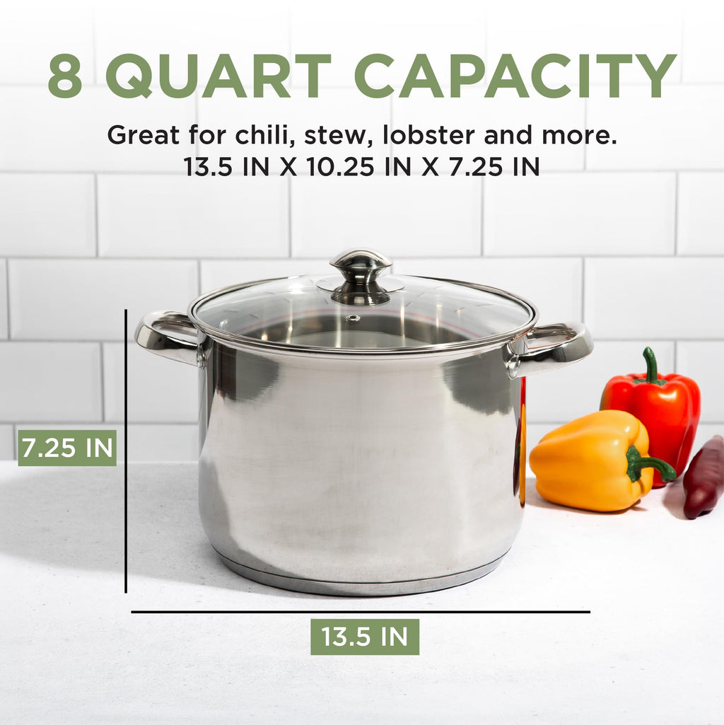 Stainless Steel 8-Quart Stock Pot with Glass Lid X846