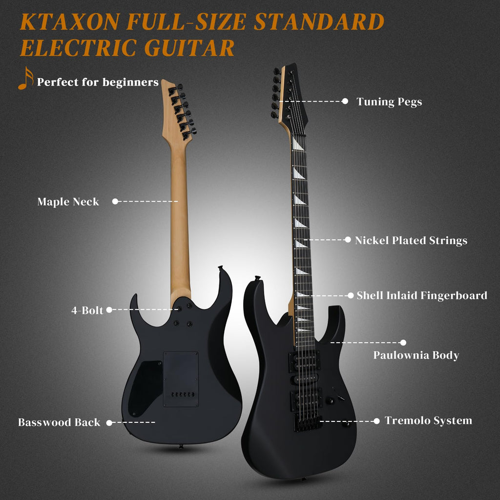 39" Matte Black Electric Guitar with 20Watt Amp T87651