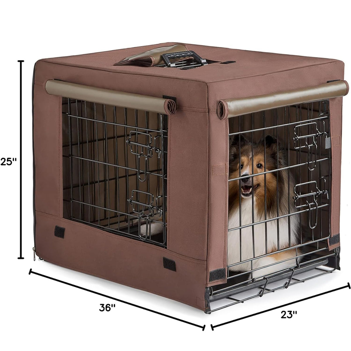 Brown Collapsible Metal Dog Crate O898