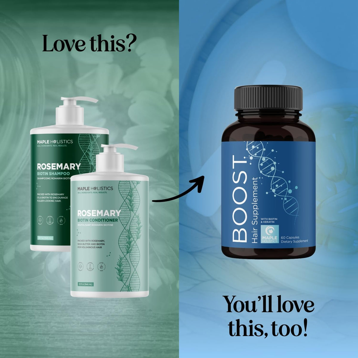 Biotin Rosemary Shampoo and Conditioner Set 32 Fl Oz Each G118