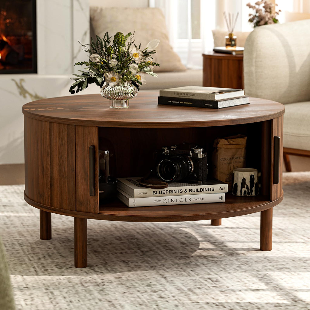 Round Coffee Table with Sliding Doors B247