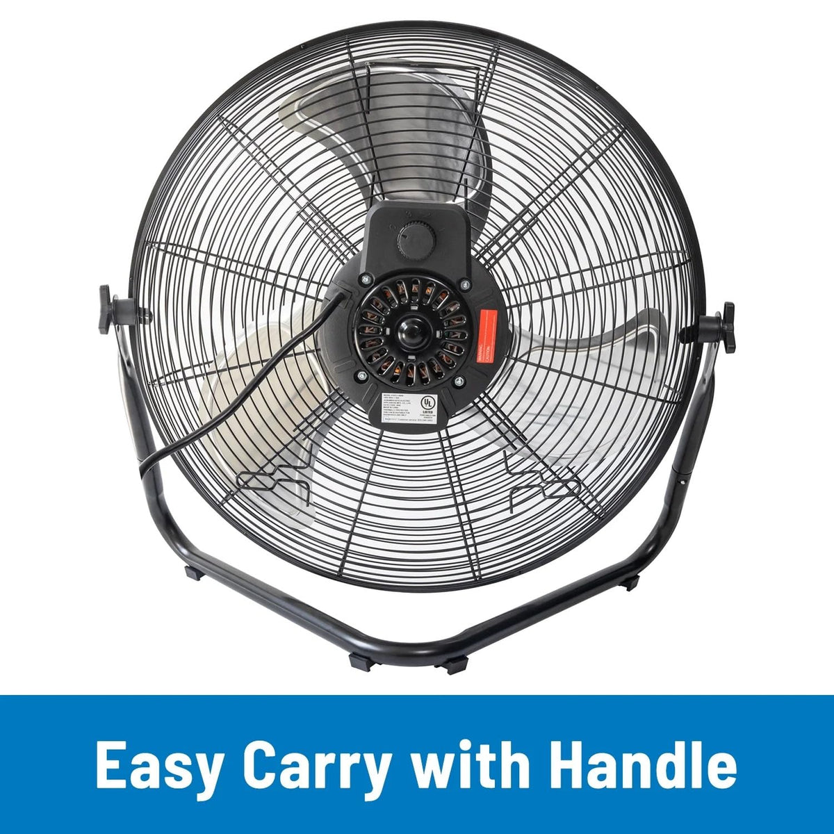 20" 3-Speed Tiltable Black Steel Floor Fan B5674