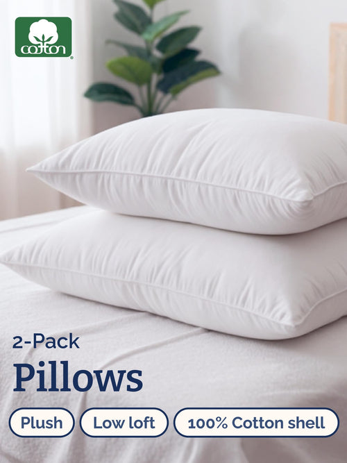 100% Cotton King Size Bed Pillows Set of 2 White G943473