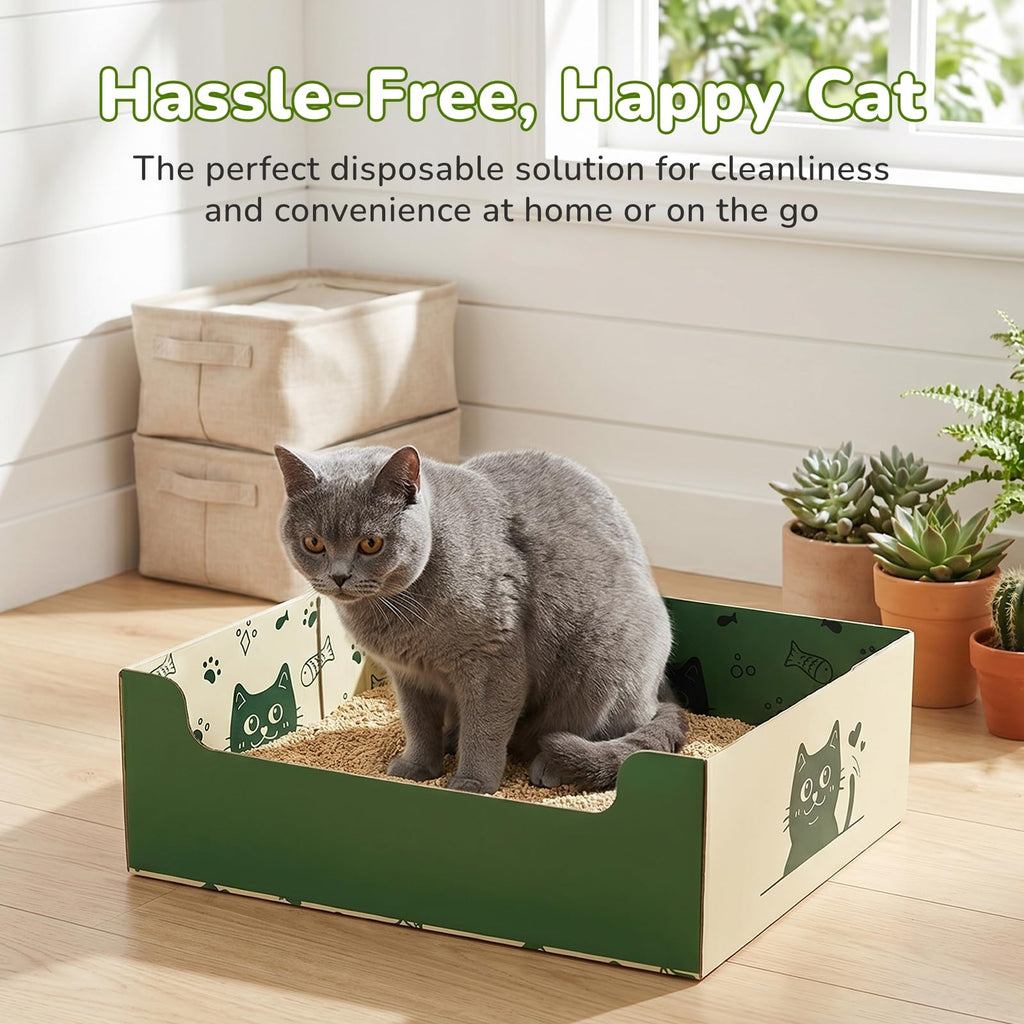 8 Pcs Disposable Cat Litter Box with Scoop W428