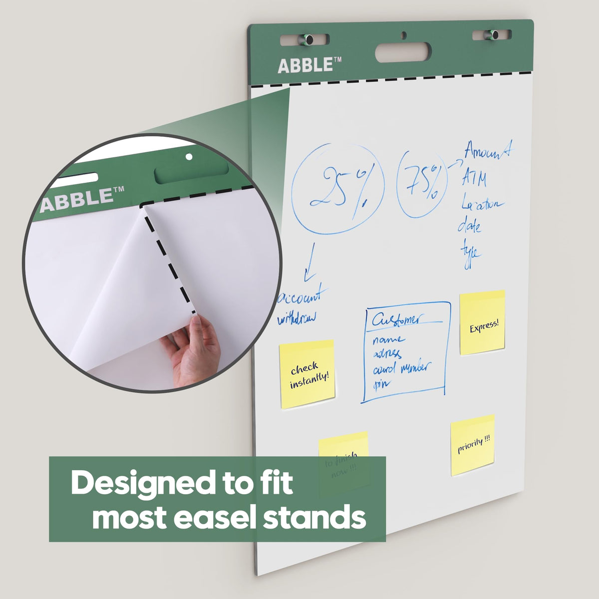 Super Sticky Easel Pad, 25 x 30 Inches, 30 Sheets/Pad, 8 Pads/Pack, Green W394