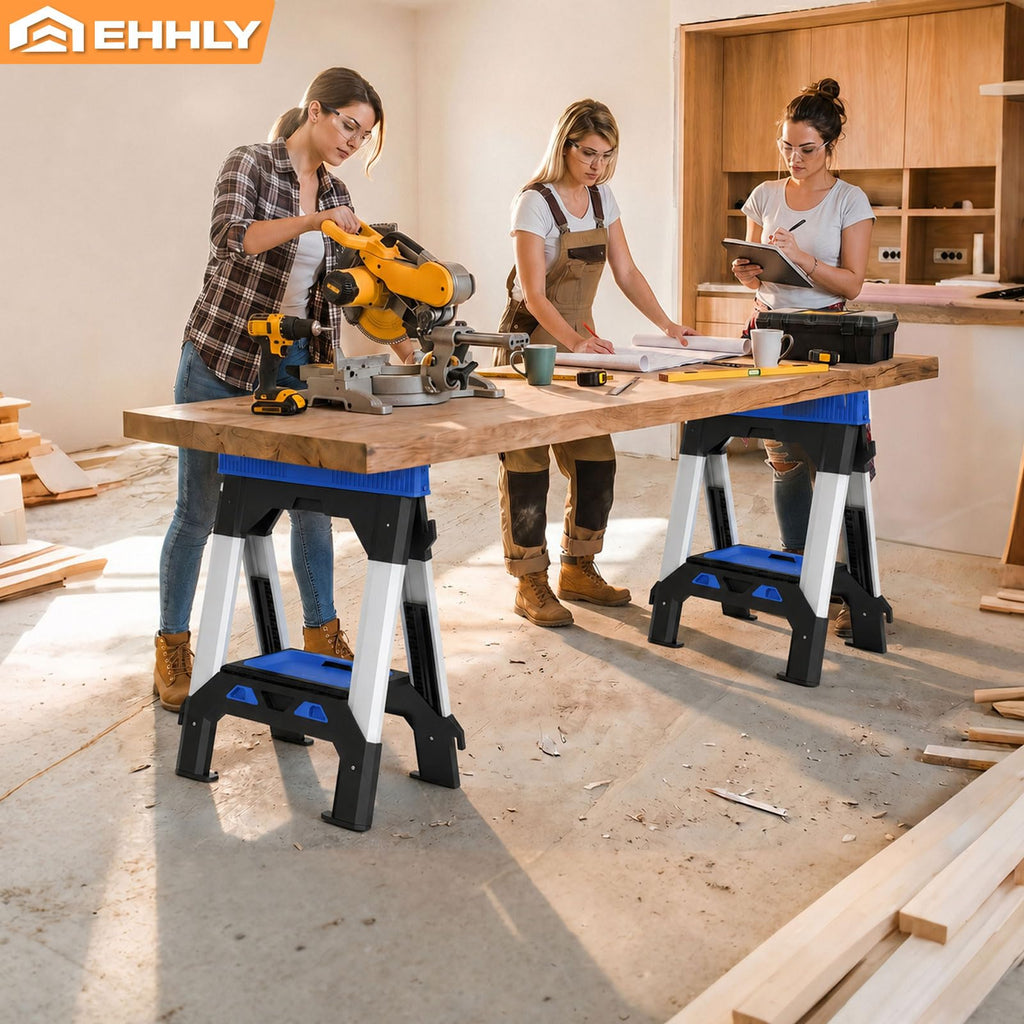 Folding Heavy Duty Sawhorses 2 Pack, 2500 LBS Load Capacity N9056