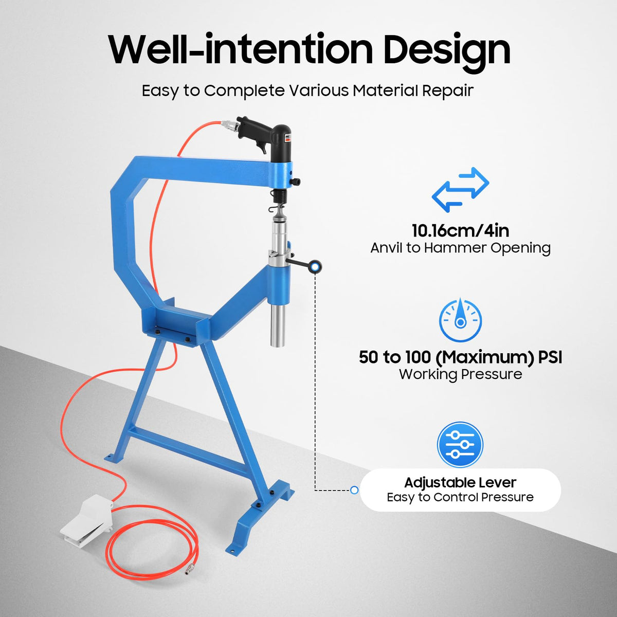 Pneumatic Planishing Hammer with Foot Pedal & Steel Stand Q3188