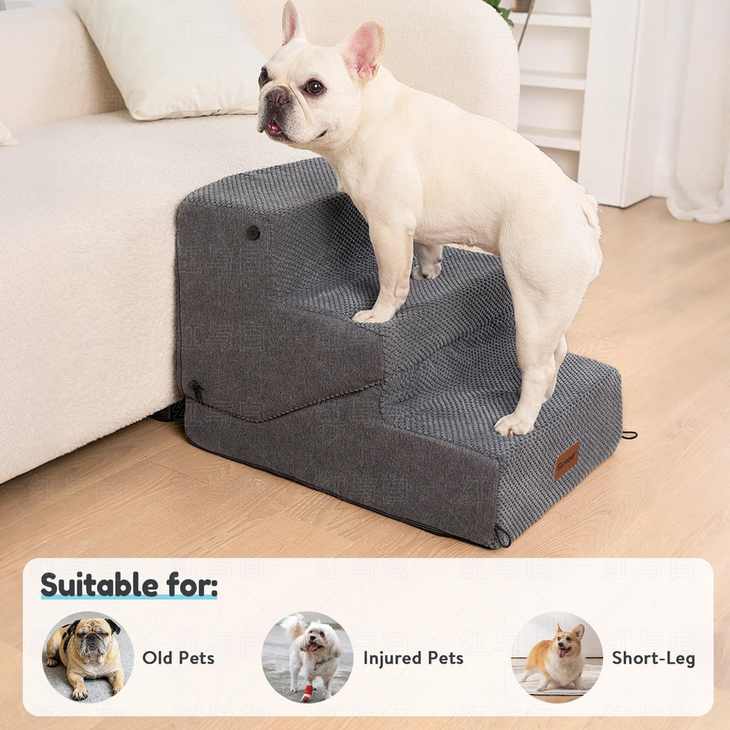 4-Step Dog Stair and Ramp with Non-Slip Bottom Grey Z98344