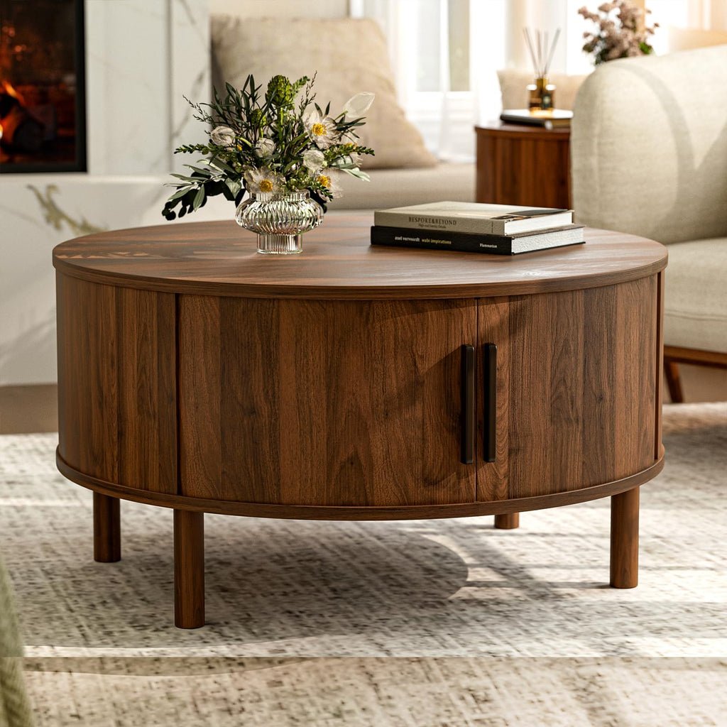 Round Coffee Table with Sliding Doors B247