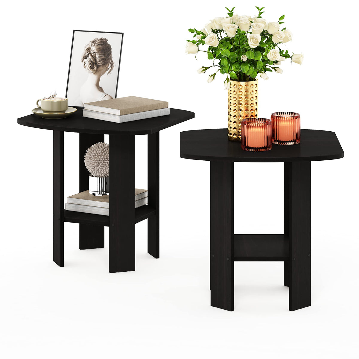 Set of 2 Espresso 2-Tier Side Table L894