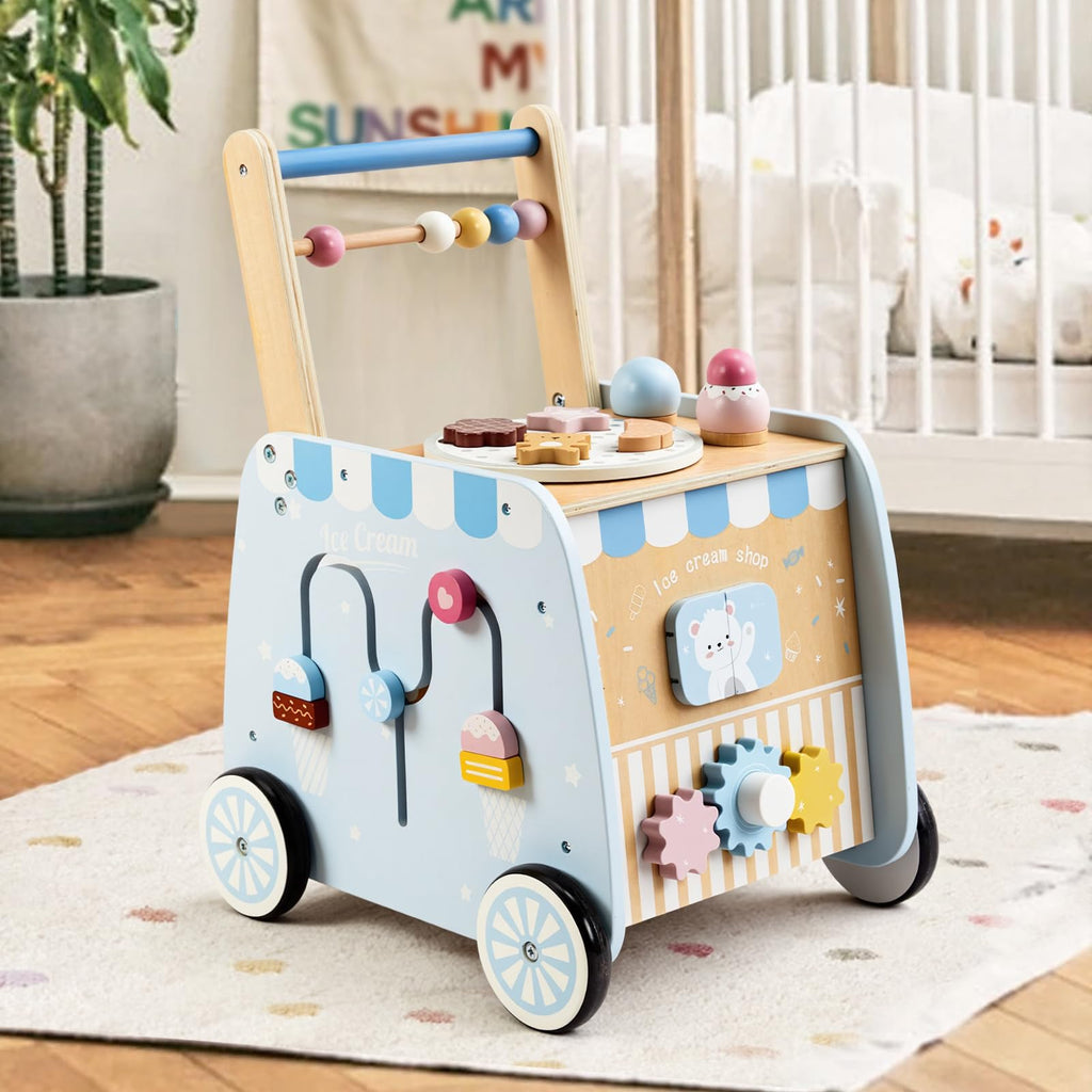 Wooden Baby Walker with Wheels F59435