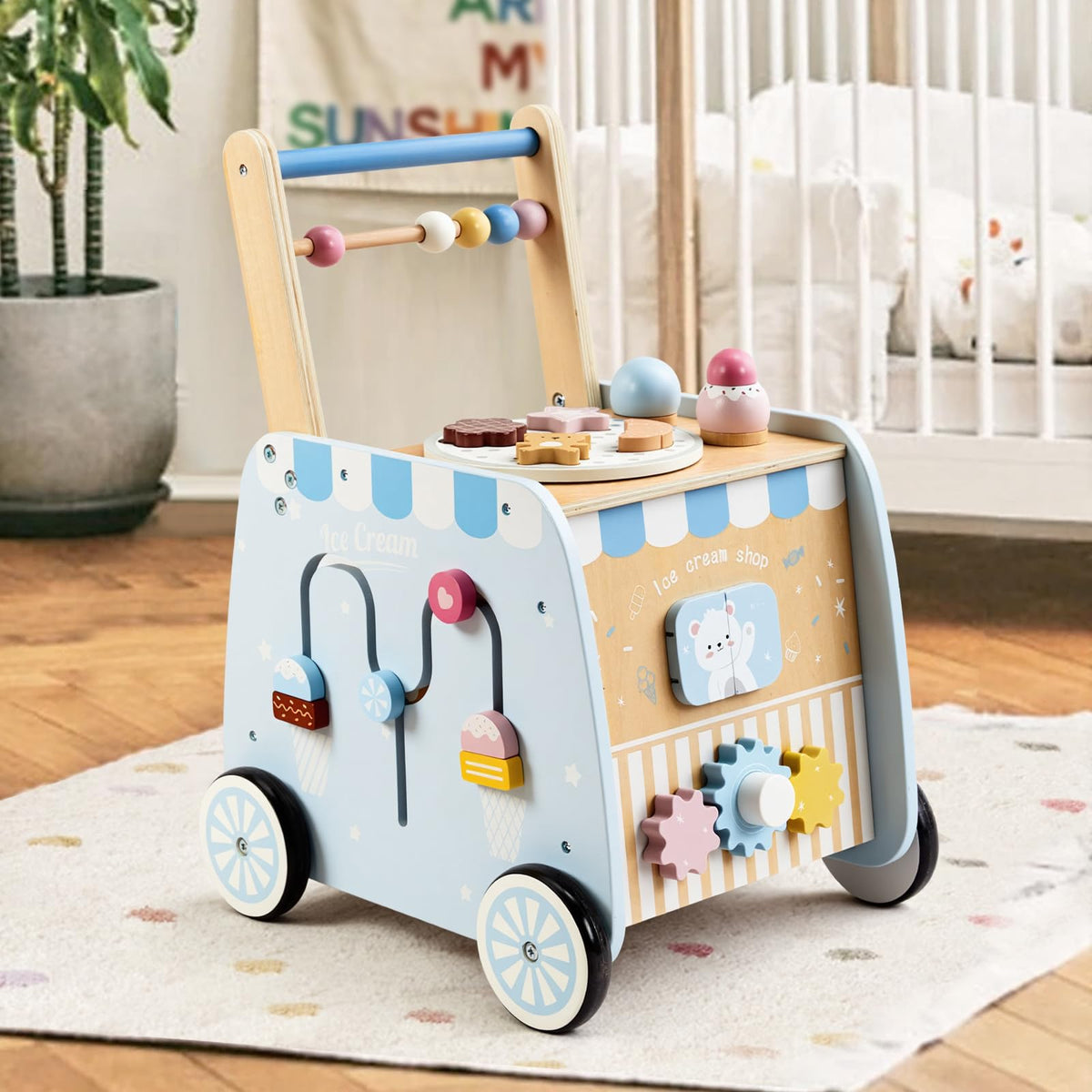 Wooden Baby Walker with Wheels F59435
