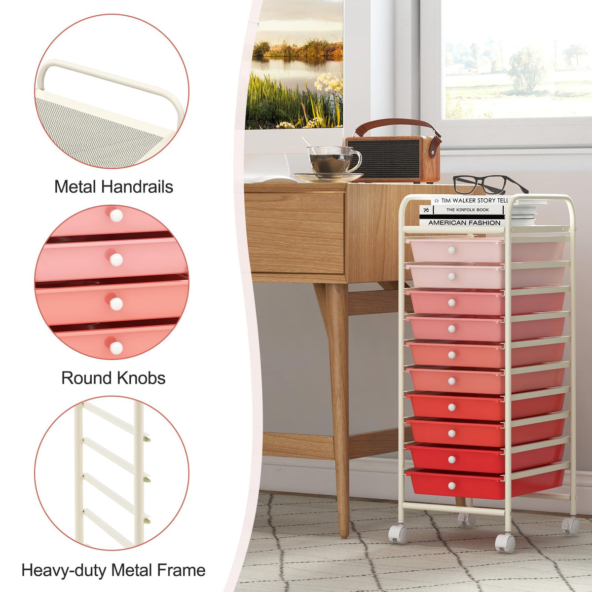 10 Drawer Rolling Storage Cart M84095