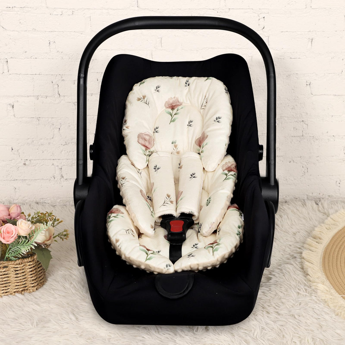 Infant Car Seat Insert with 2 Strap Pads, Reversible Head and Body Support W498