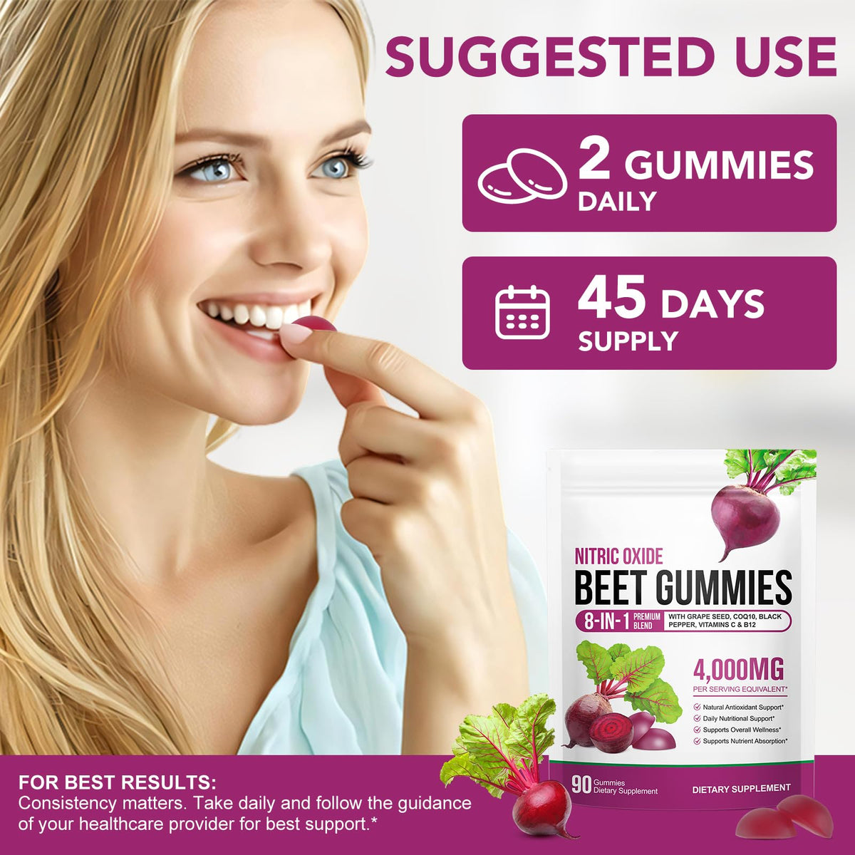 Beet Root Gummies with CoQ10 90 Soft Chews O955449