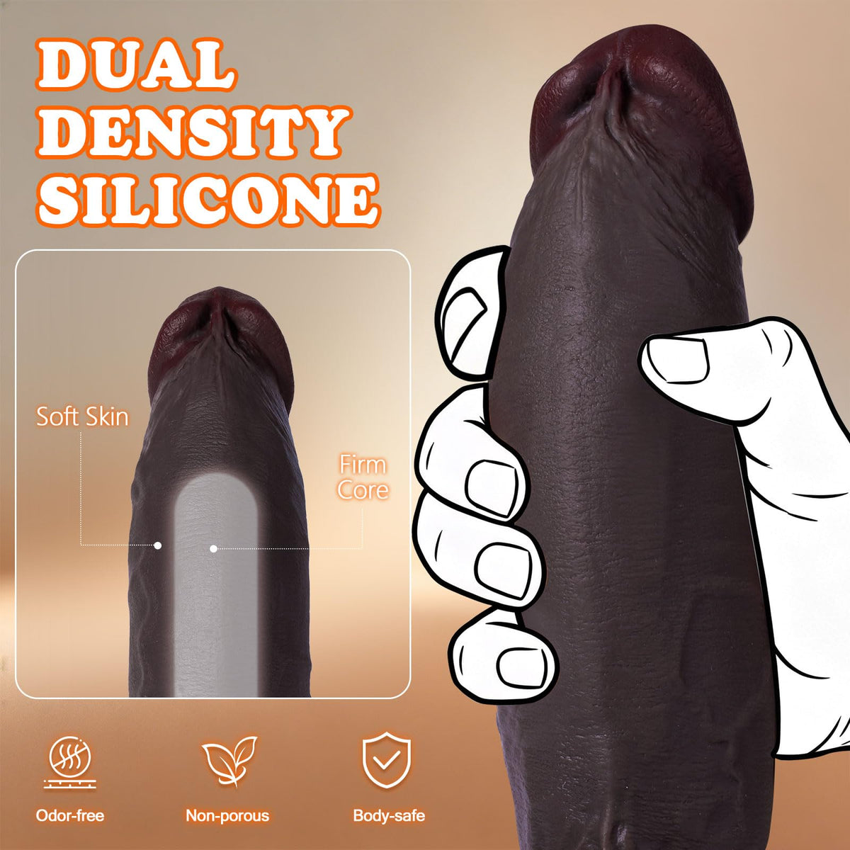 8 Inch Thick Black Dildo with Suction Cup I434