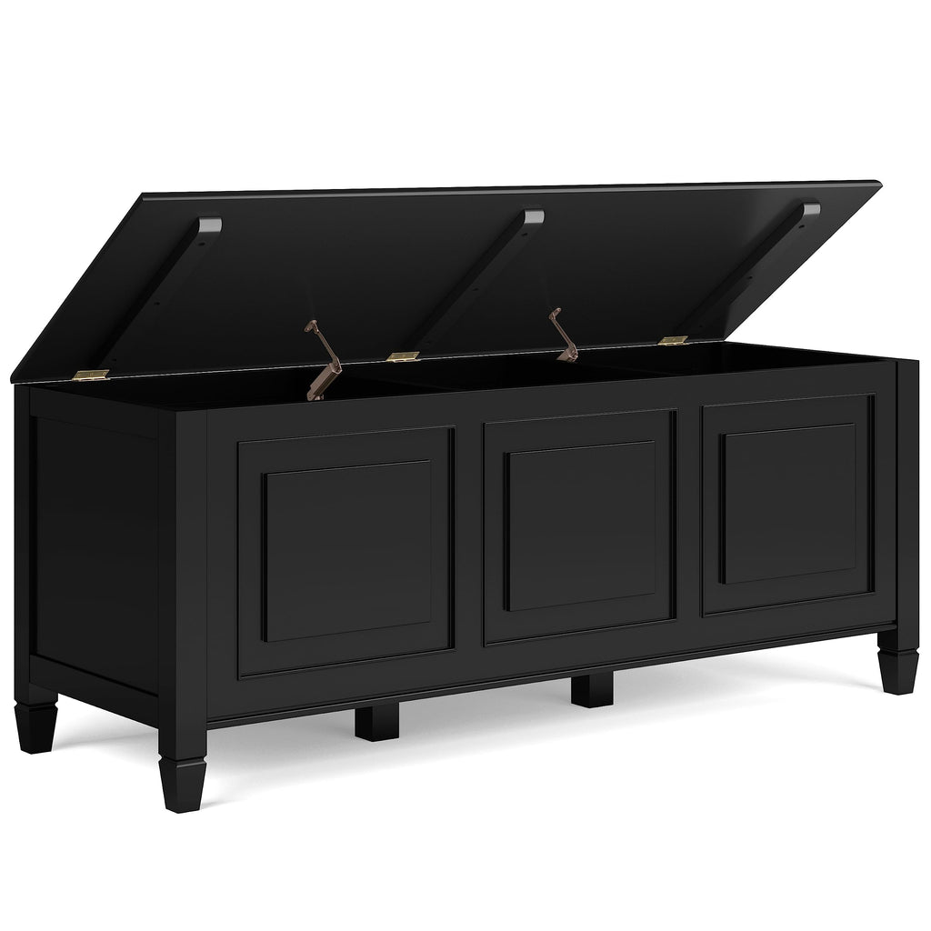 Black Solid Wood Trunk Bench N1491