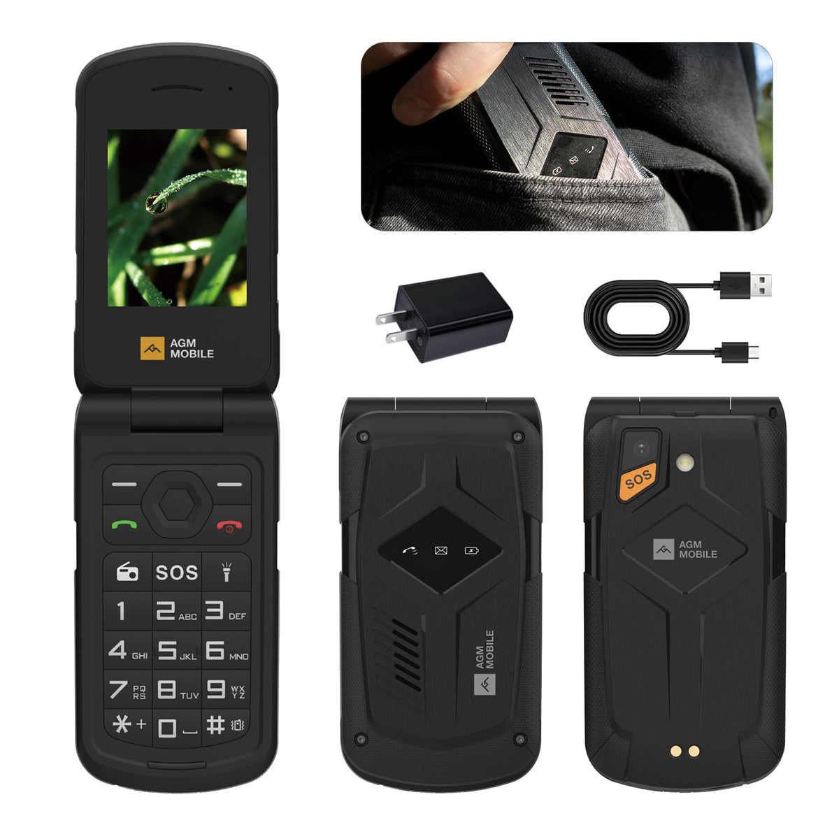 4G LTE Dual SIM IP69K Waterproof Rugged Flip Phone Q35615