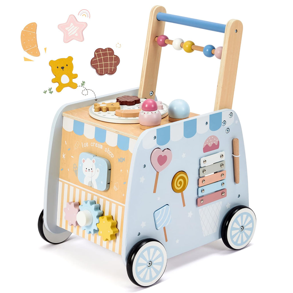 Wooden Baby Walker with Wheels F59435